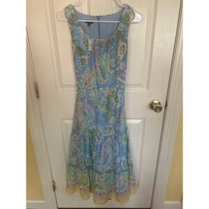 Talbots Maxi Dress Tiered Pastel Paisley 100% Cotton Womens Size‎ 4P 

NWT